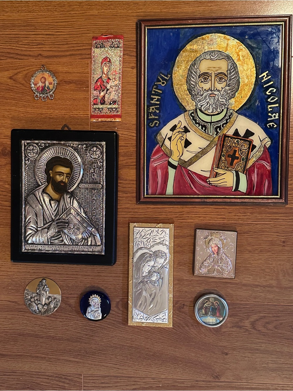Saint Nicholas Religious Icon Hand painted on glass Romania 🇷🇴